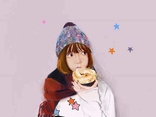 procreate練習(xí)：吃面包但不是我的一個姑娘（個人主頁-ZMjQ1NDc5MzI=） - 創(chuàng)作習(xí)作 - 站酷設(shè)計師厲害喵嗷嗚原創(chuàng)素材 - 站酷ZCOOL