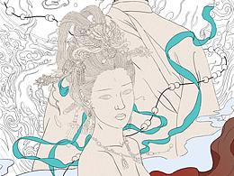 鸭朵殿下手绘插画线稿白描个人练习描摹人物古风厚涂
