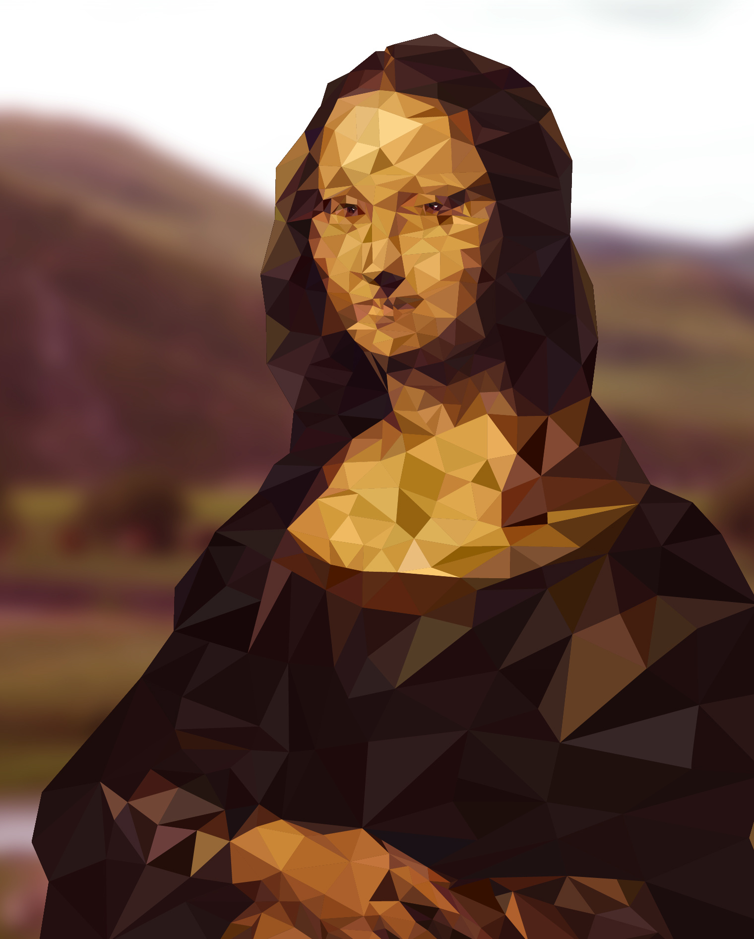 多边形肖像--蒙娜丽莎的微笑