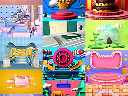 C4D电商促销节日场景元素视觉背景立体工程文件设计