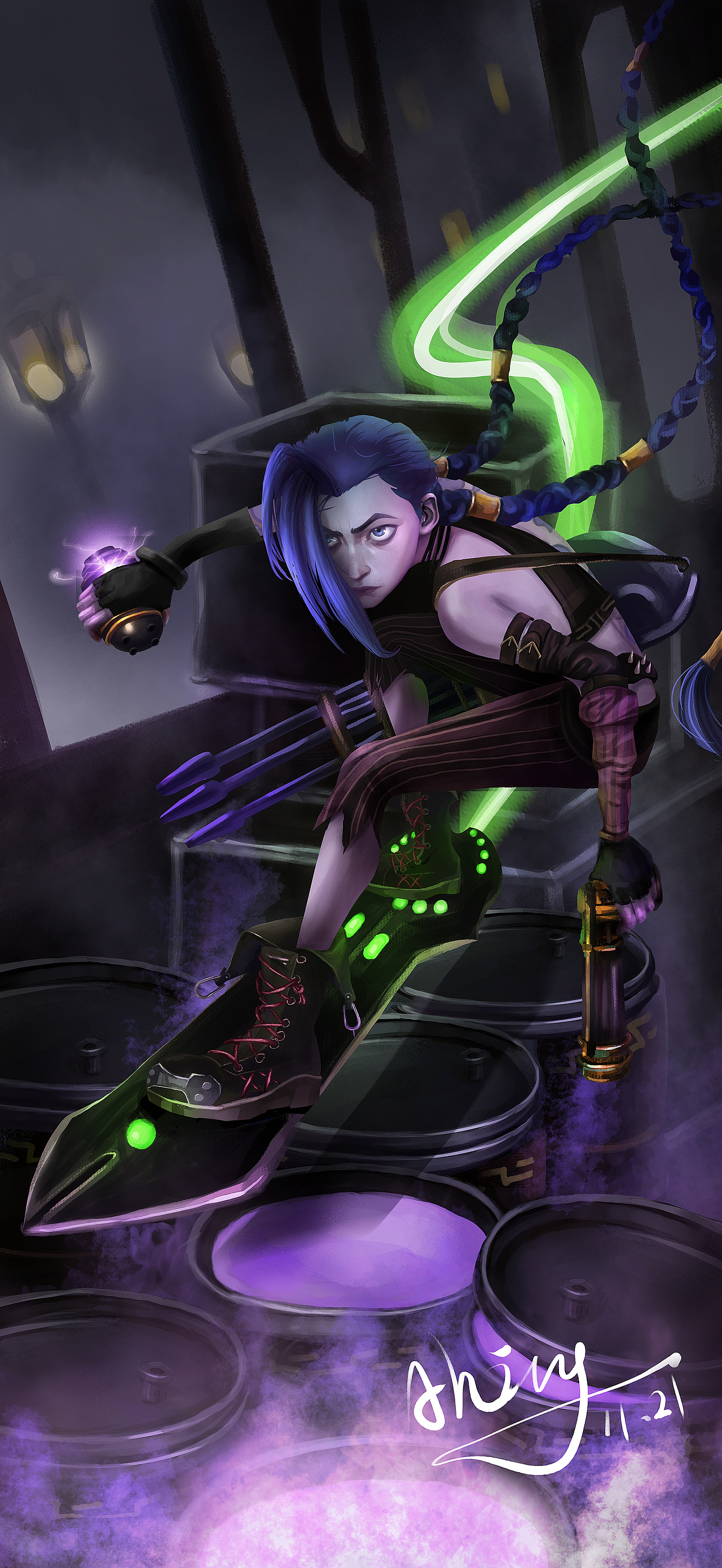 插画练习-金克丝手机壁纸