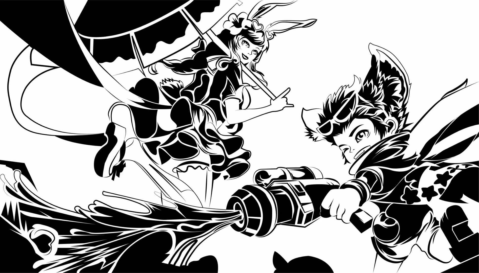 王者英雄黑白稿