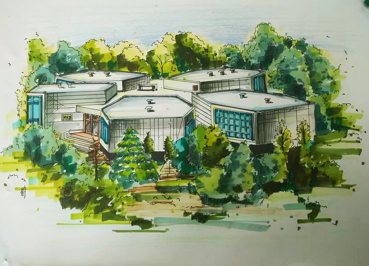 马克笔建筑风景练习