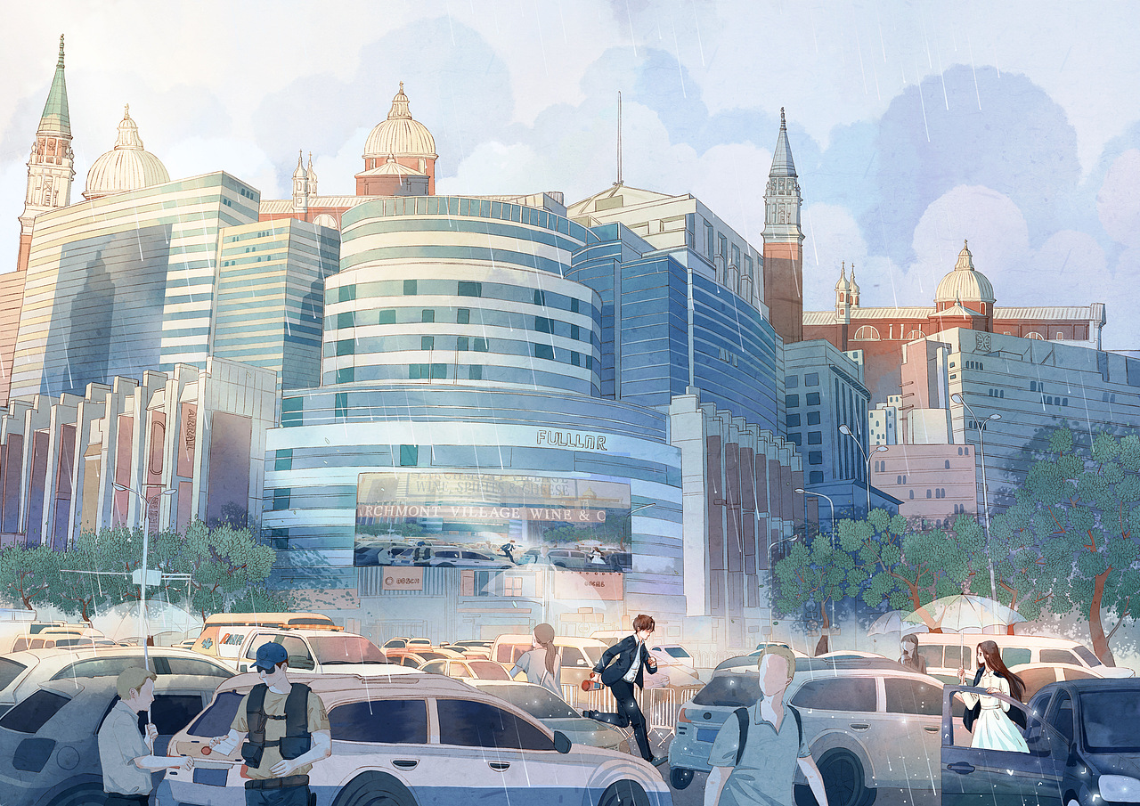 《长街》（图ZMjg2MTM4NjA4） - 商业插画 - 站酷设计师齐桑树原创素材 - 站酷ZCOOL