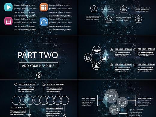 国外时尚黑色星空商务报告静态PPT模版
