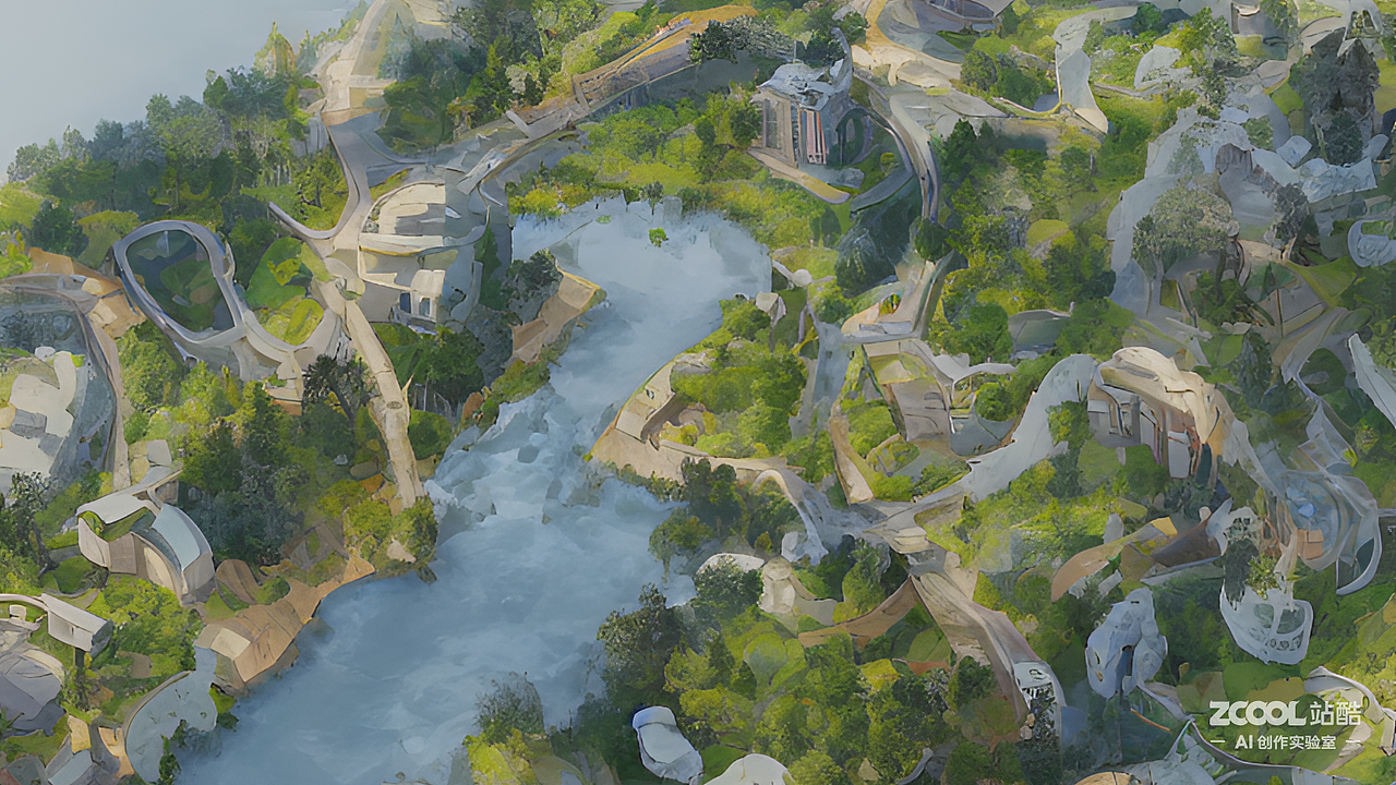 #AI创作实验室#园林景观设计,鸟瞰图
