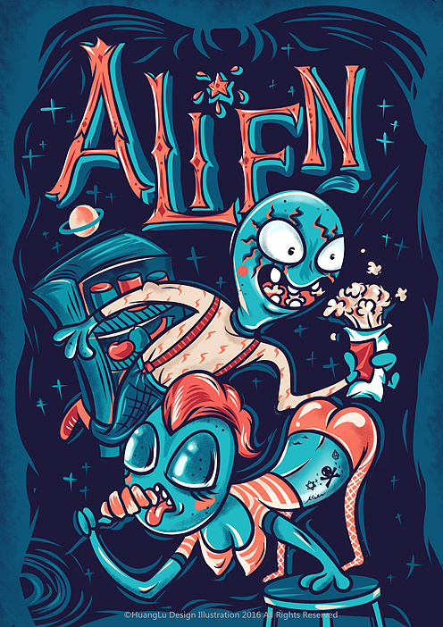 外星人吃东西|插画|商业插画|鹭野luyer - 原创作品 - 站酷 (zcool)
