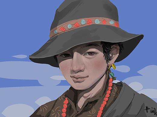 藏族少年——丁真（个人主页-ZNDkzMzg3OTY=） - 创作习作 - 站酷设计师李半闲儿原创素材 - 站酷ZCOOL