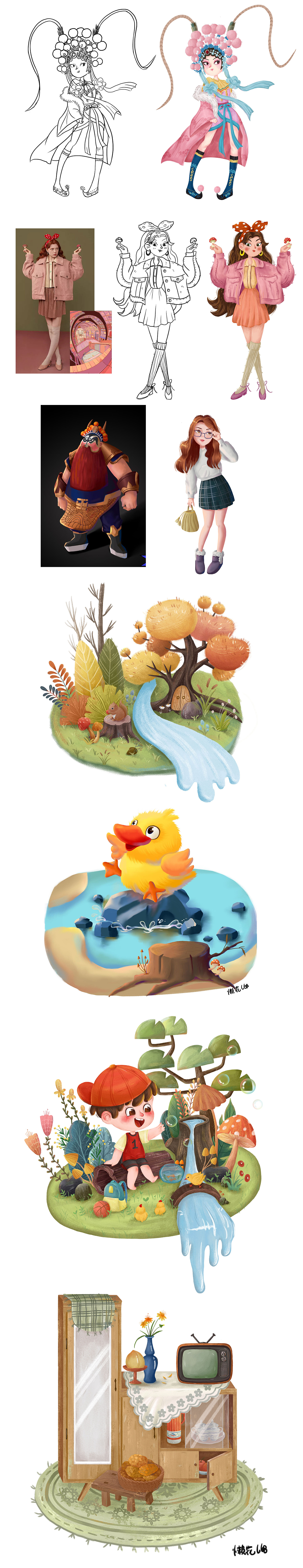 儿插学习过程（图ZMjkwNDM3Mjgw） - 创作习作 - 站酷设计师懒花儿原创素材 - 站酷ZCOOL