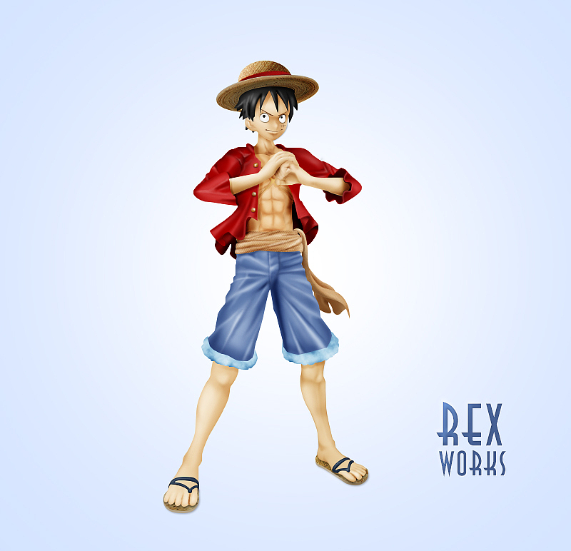 动漫继续~路飞两年后新世界造型鼠绘~&nbsp;