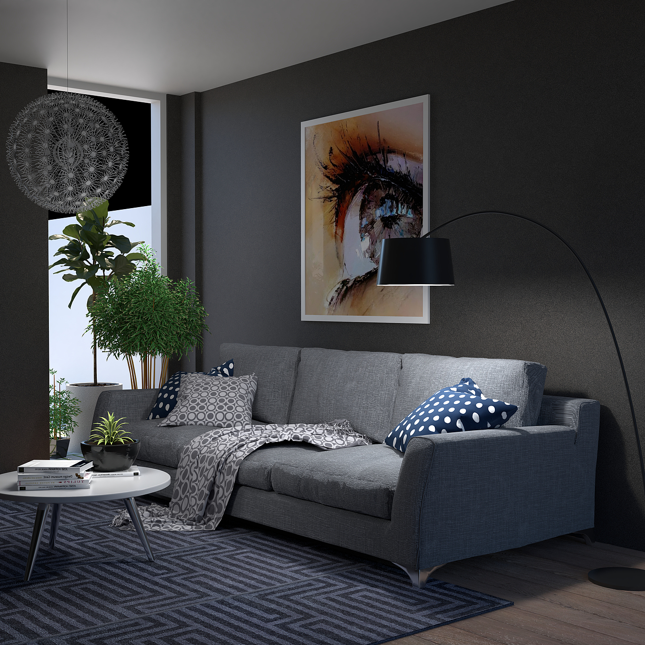 4 for sketchup渲染blue corner简约客厅一角|三维|建筑/空间|bravo