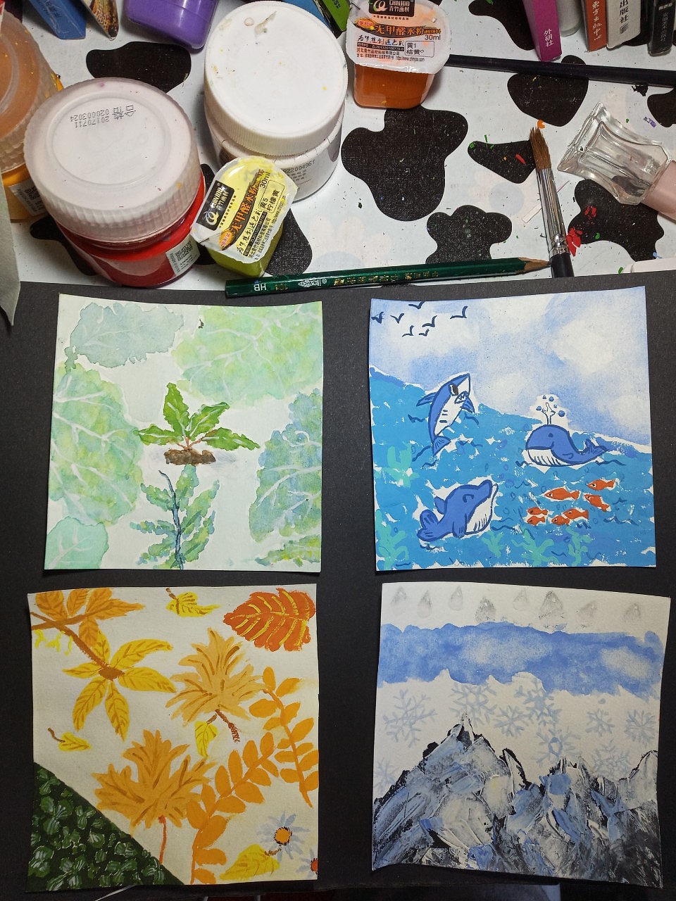 大一春夏秋冬设计作业 12cm×12cm（图ZMTEwNTg3OTY0） - 图案 - 站酷设计师孙无趣原创素材 - 站酷ZCOOL
