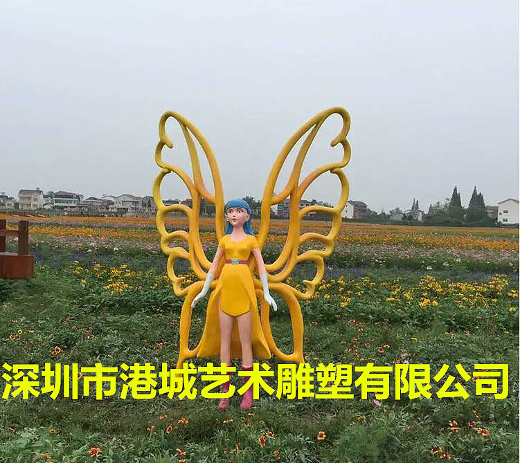 玻璃钢蝴蝶仙子花仙子雕塑花园商场广场景观美陈摆件