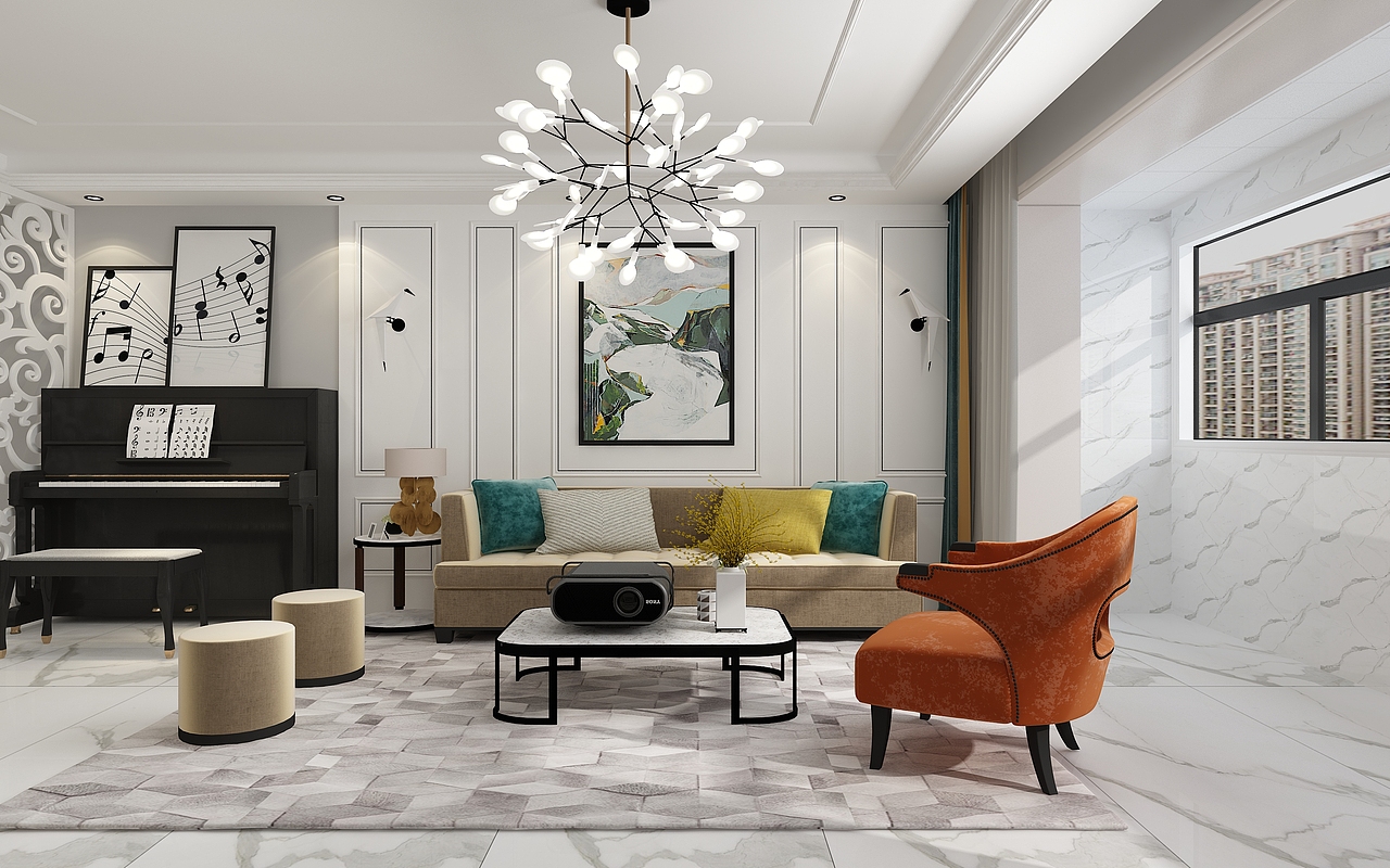 简美风格客餐厅（图ZMTgxMTU1OTQ4） - 家装设计 - 站酷设计师一名Nice的设计师原创素材 - 站酷ZCOOL