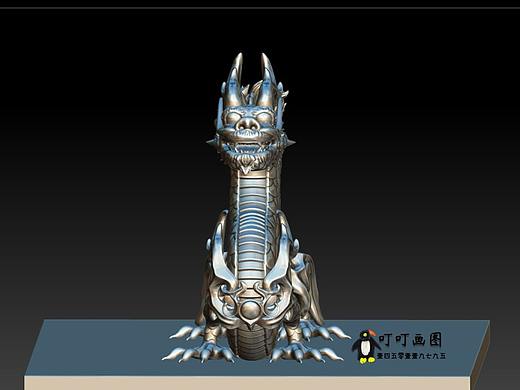 中国龙雕塑3D画图建模的设计模型，3D建模雕塑龙