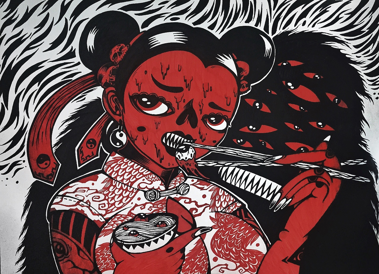 我的道教黑白红（图ZMzU3NDYzNDA=） - 新锐潮流插画 - 站酷设计师saycr原创素材 - 站酷ZCOOL