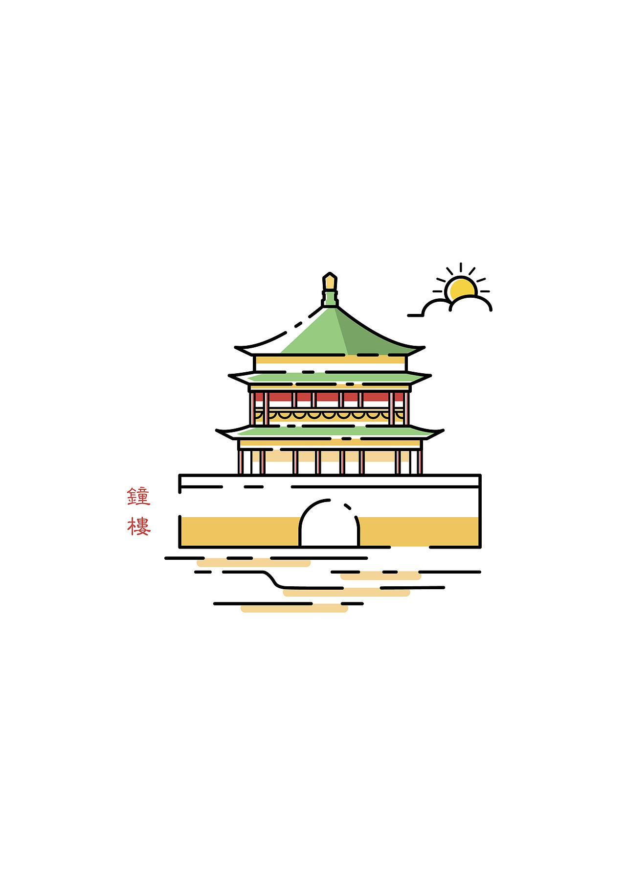 西安建筑——线性图标设计（图ZOTI0OTk5NjQ=） - 图标 - 站酷设计师小月芽_原创素材 - 站酷ZCOOL