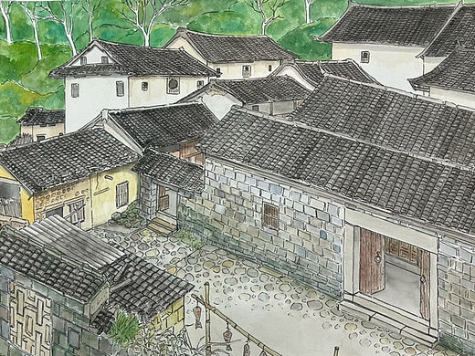 原创手绘组画《我的老屋》（钢笔淡彩）