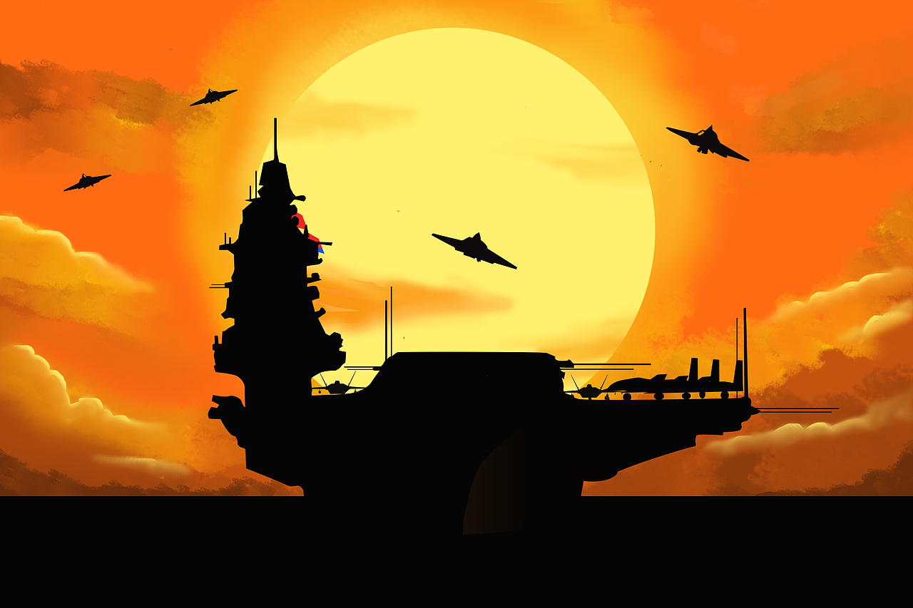 晨辉中的航空母舰（图ZMjA1NTMzMjky） - 商业插画 - 站酷设计师烟云吐秀l原创素材 - 站酷ZCOOL