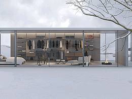 雪木丨立柱衣柜场景渲染