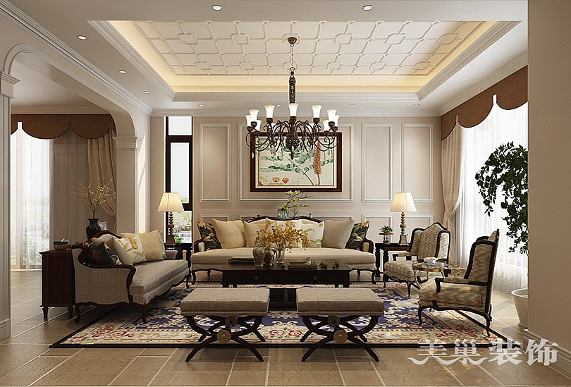 郑州名门紫园660平独栋别墅美式乡村装修效果图（图ZNzUxMTYzNjA=） - 家装设计 - 站酷设计师美巢装饰小灰灰原创素材 - 站酷ZCOOL