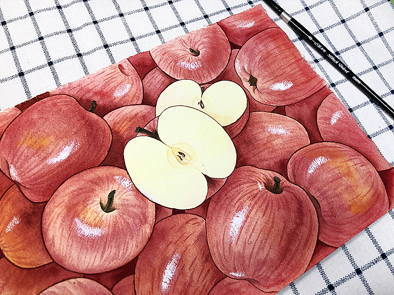 水彩画-好多苹果（图ZMTE2OTE3MjMy） - 创作习作 - 站酷设计师董搞搞原创素材 - 站酷ZCOOL