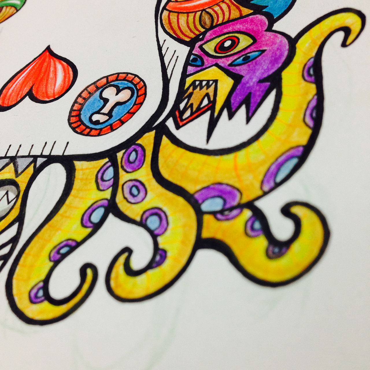 手绘插画涂鸦——红心扑克老二