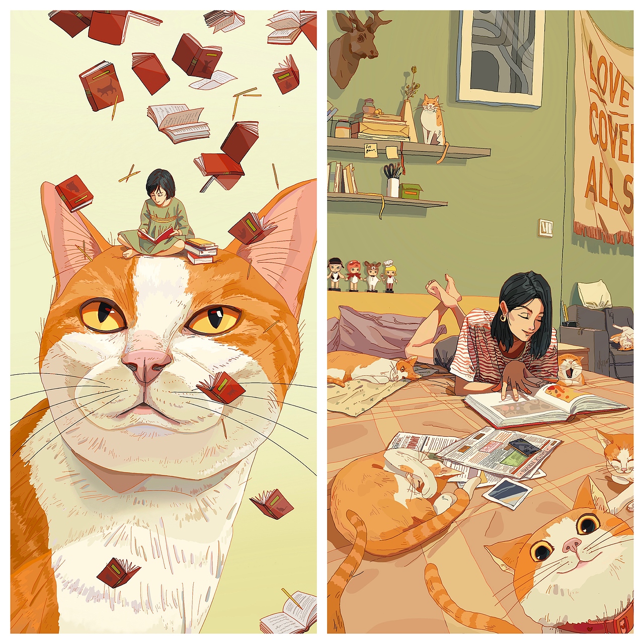 我的生活都是橘猫（图ZMjY0MTIwNjUy） - 商业插画 - 站酷设计师清爽的地瓜原创素材 - 站酷ZCOOL