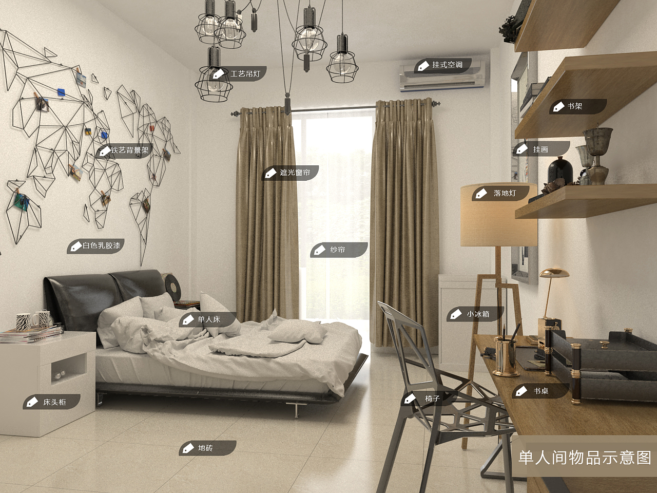北欧卧室 - 效果图交流区-建E室内设计网