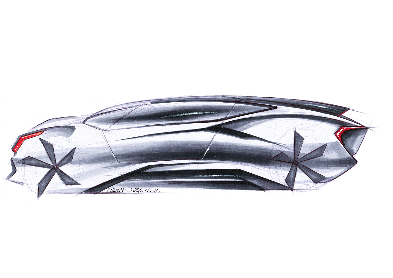 汽车设计,交通工具设计,设计手绘,马克笔快速表达