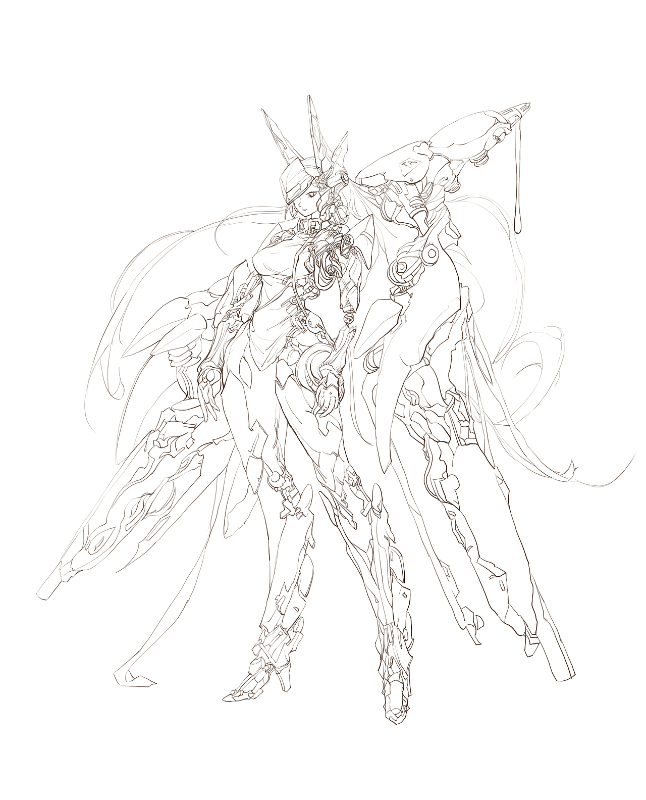 未来科技角色设计 线稿