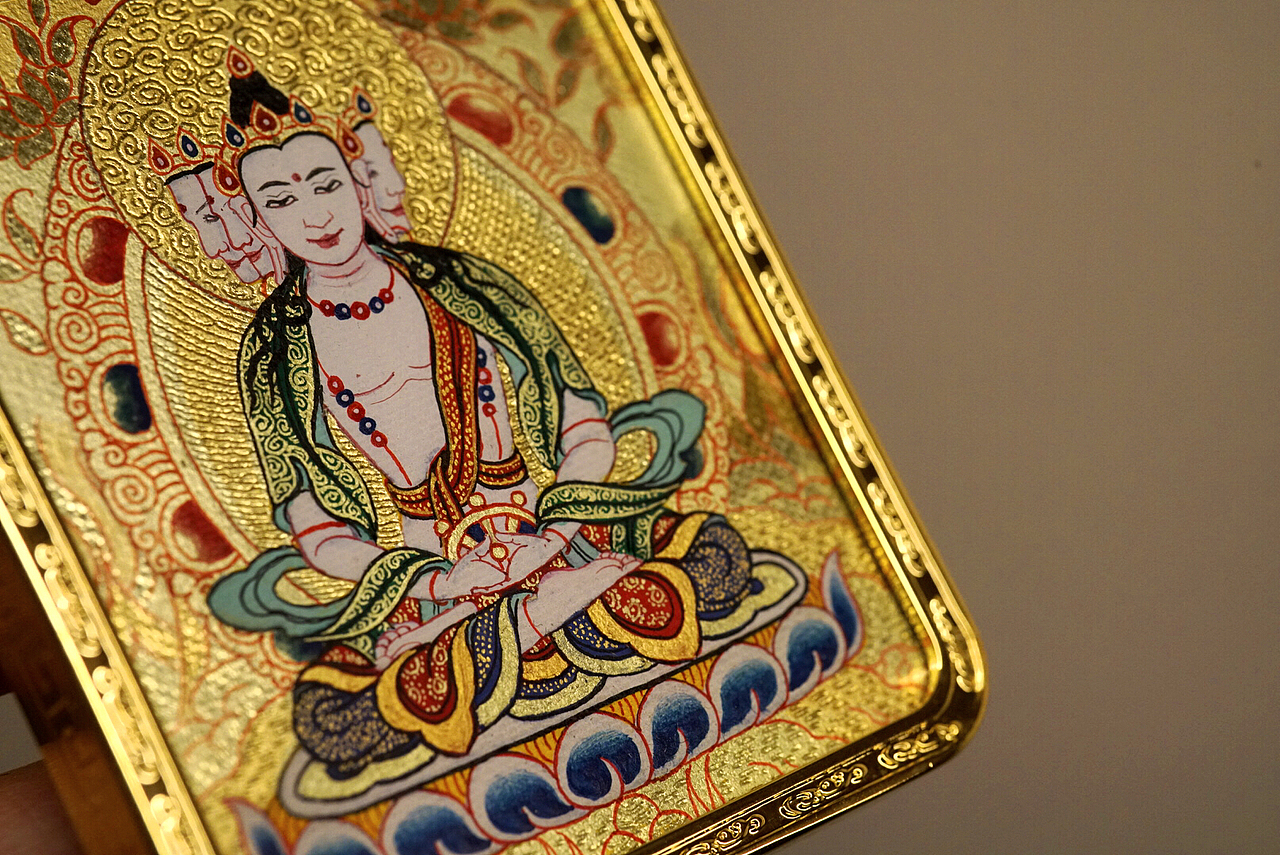 矿彩刻金「大日如来」随身唐卡（图ZMTYzOTI3MzM2） - 其他手工艺 - 站酷设计师梵物艺术原创素材 - 站酷ZCOOL