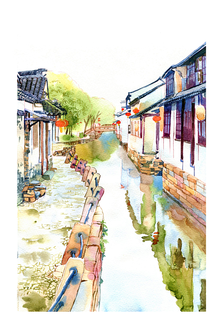 手绘城市系列——《手绘周庄》