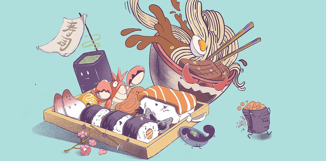 寿司（图ZMTQ4OTUwMjQ0） - 商业插画 - 站酷设计师Duang框原创素材 - 站酷ZCOOL