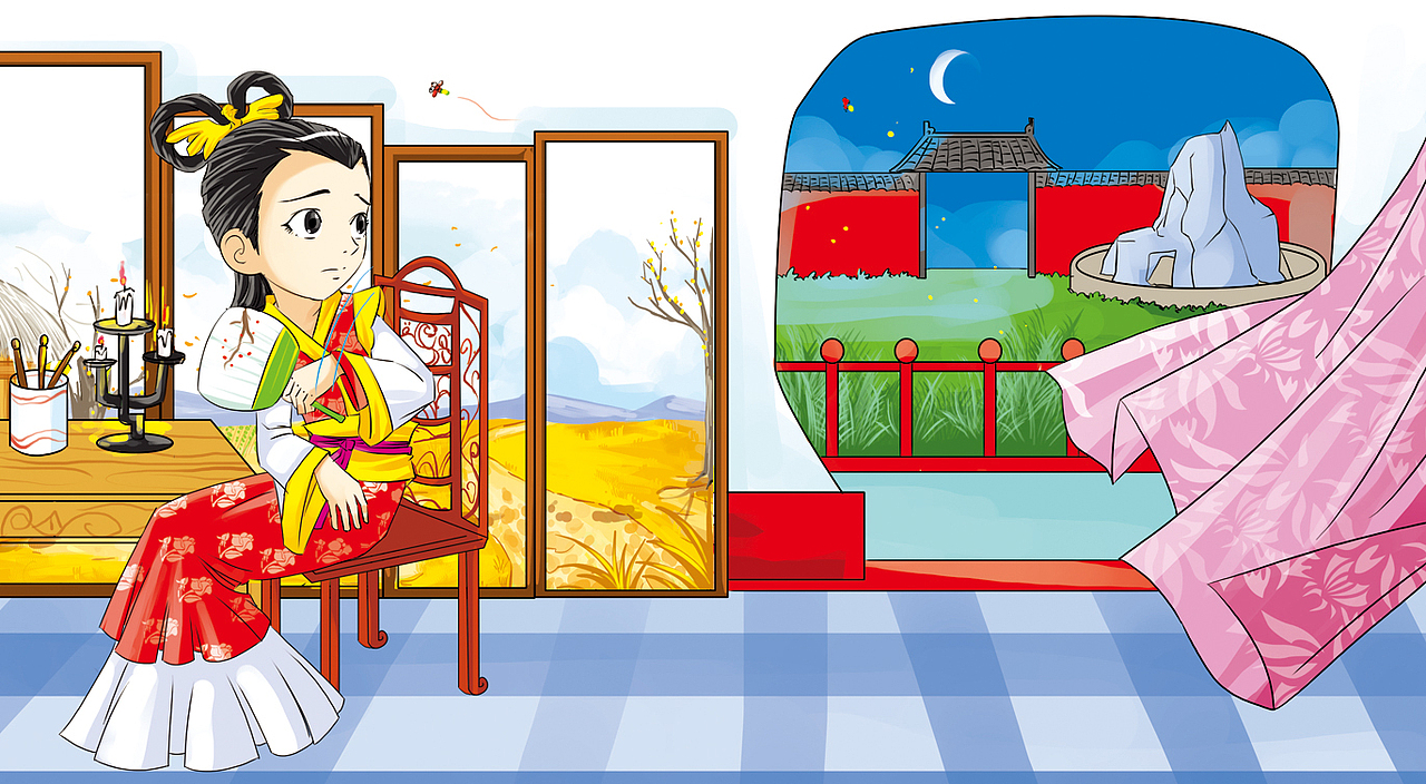 中国古诗文彩色插图（图ZNjY2NTA5Mg==） - 商业插画 - 站酷设计师漫匪原创素材 - 站酷ZCOOL