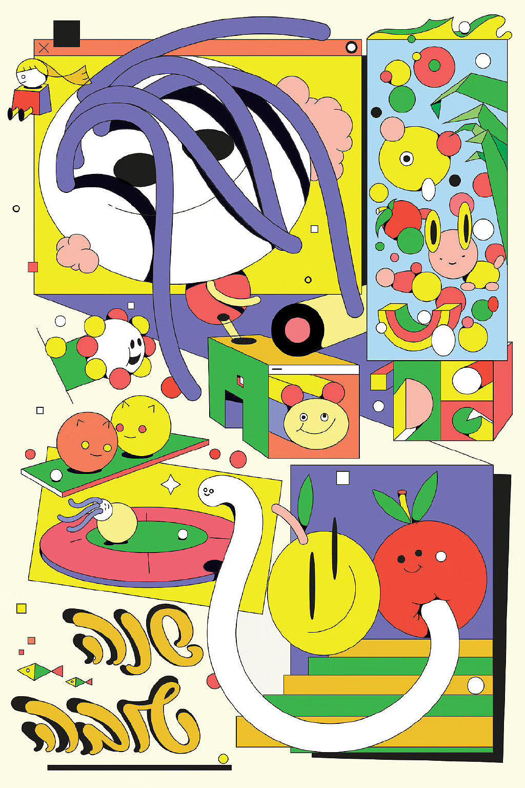 风格鲜明的描边插画