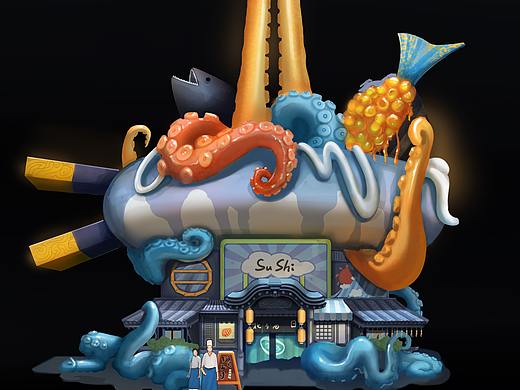 寿司店设计(个人主页-ZNDY4NDg3Mjg=) - 游戏原画 - 站酷设计师2nnjk原创素材 - 站酷ZCOOL