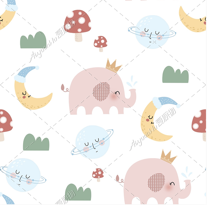 卡通大象和恐龙图案设计