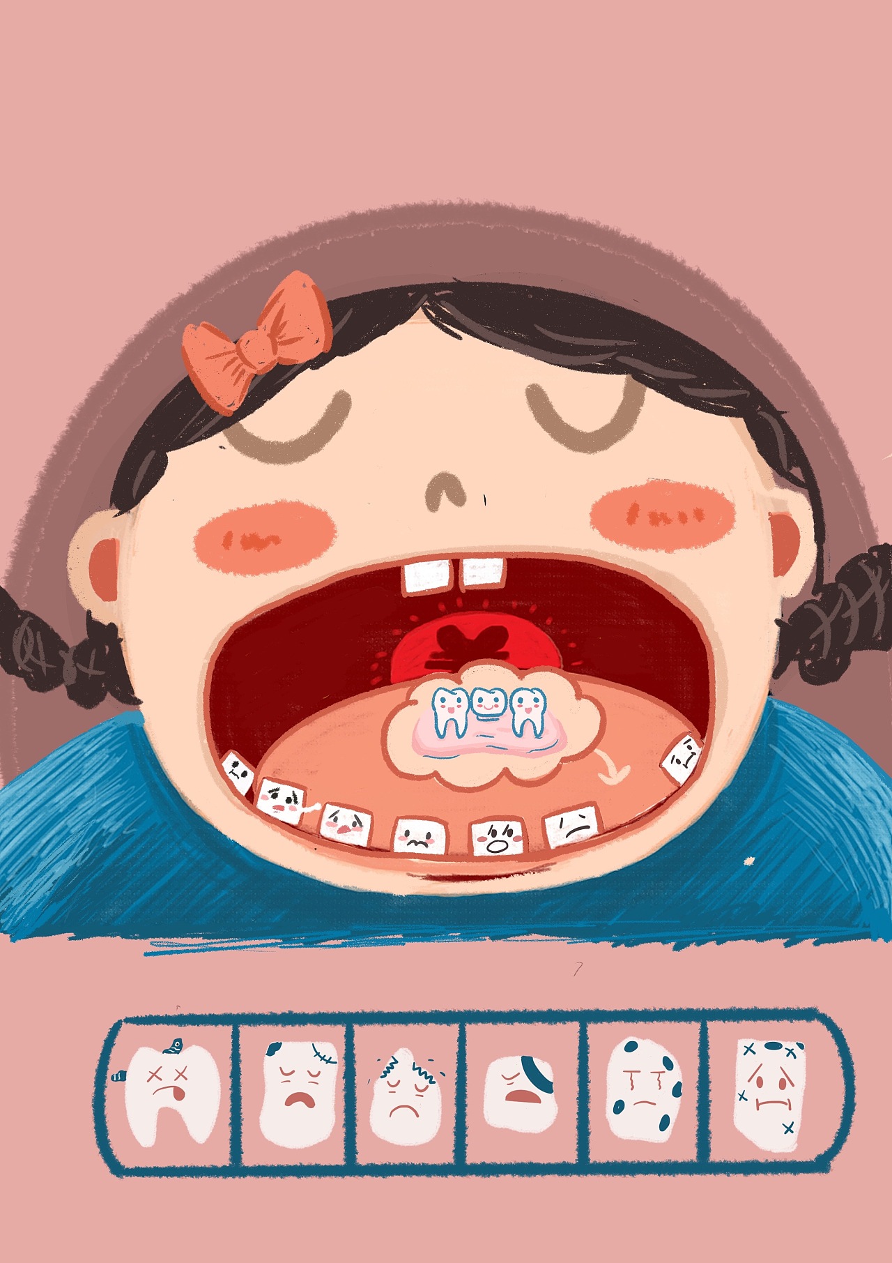 第一次看牙医|插画|创作习作|ZHOU周粥 - 原创作品 - 站酷 (ZCOOL)