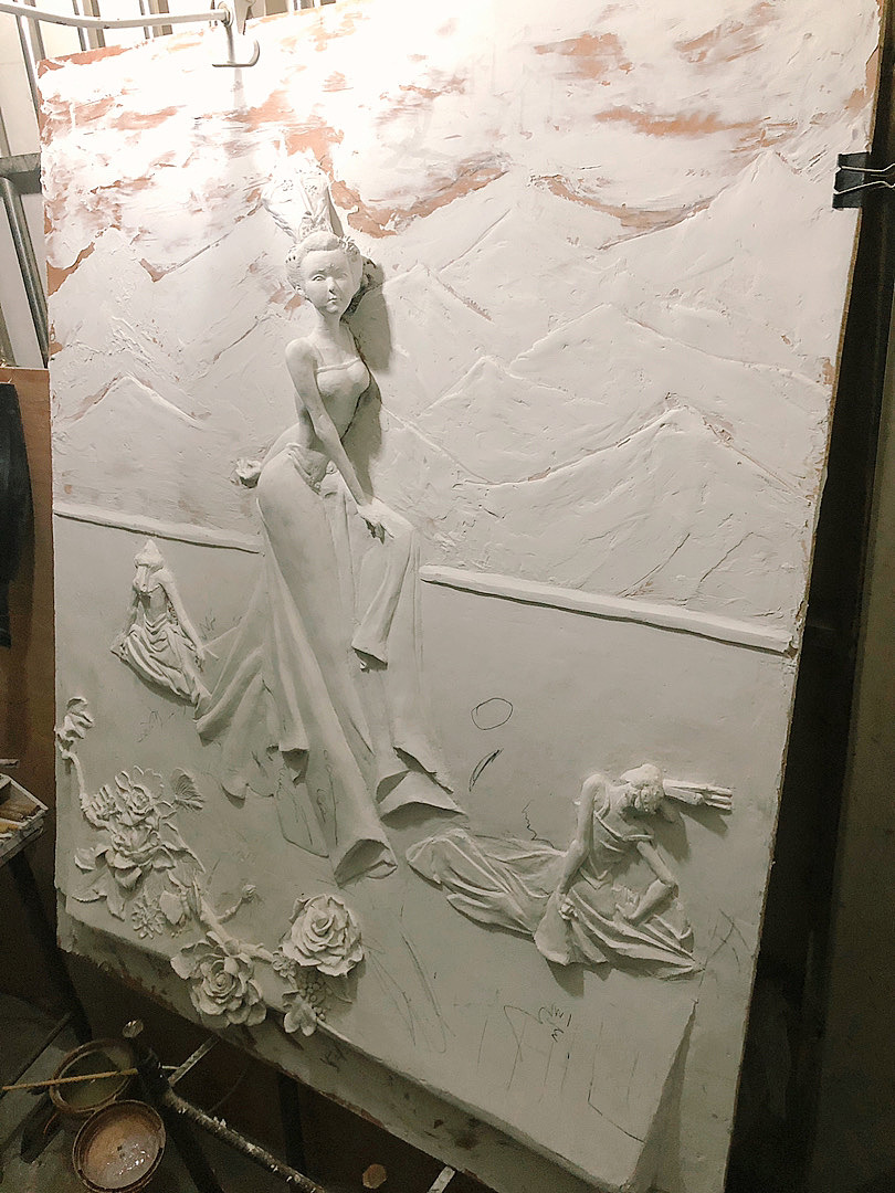 浮雕壁画-舞蹈丽人行|纯艺术|其他艺创|碎骨的骨头 - 原创作品 - 站酷