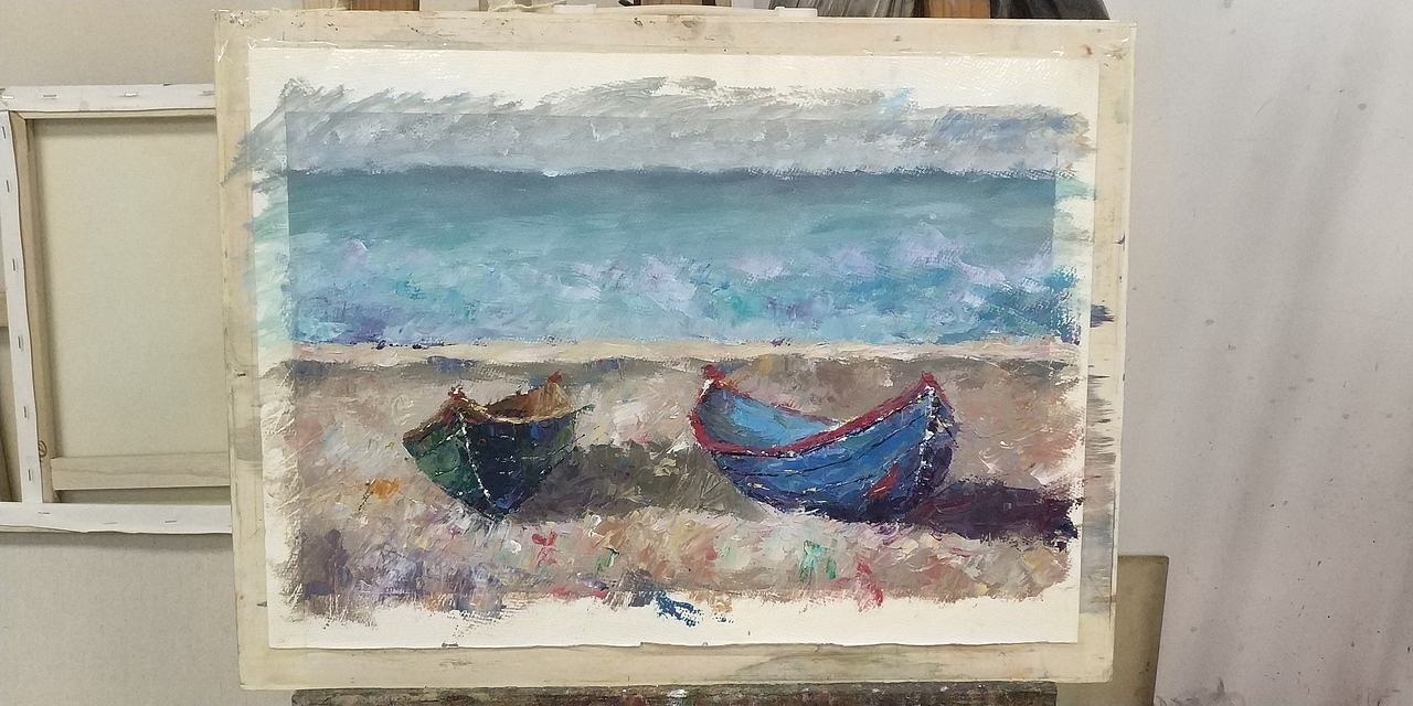 来一幅刮刀作品