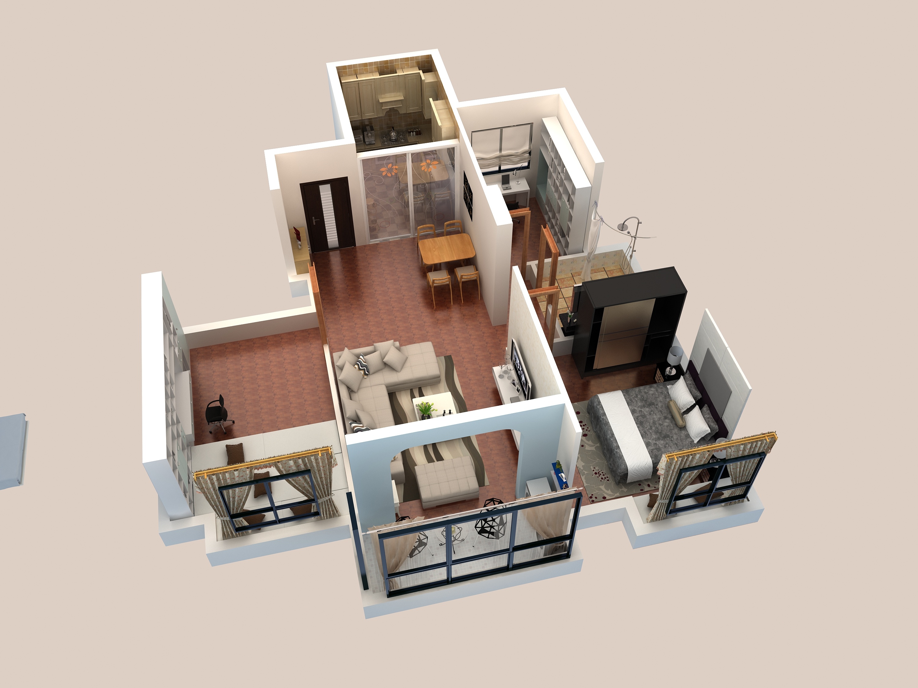 给盆友做的家装练习图|三维|建筑/空间|冬天雪白菜娃娃 - 原创作品