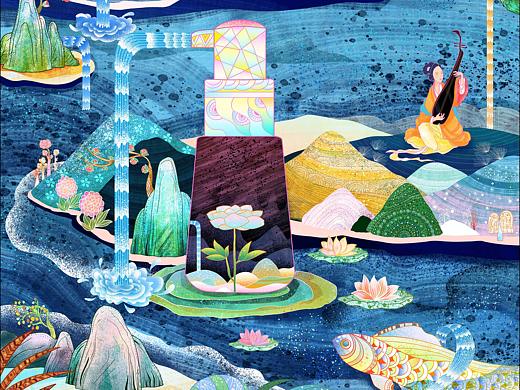 國(guó)風(fēng) 水潤(rùn)護(hù)膚系列（個(gè)人主頁-ZNDE3NzkwMjQ=） - 商業(yè)插畫 - 站酷設(shè)計(jì)師RINGO_原創(chuàng)素材 - 站酷ZCOOL