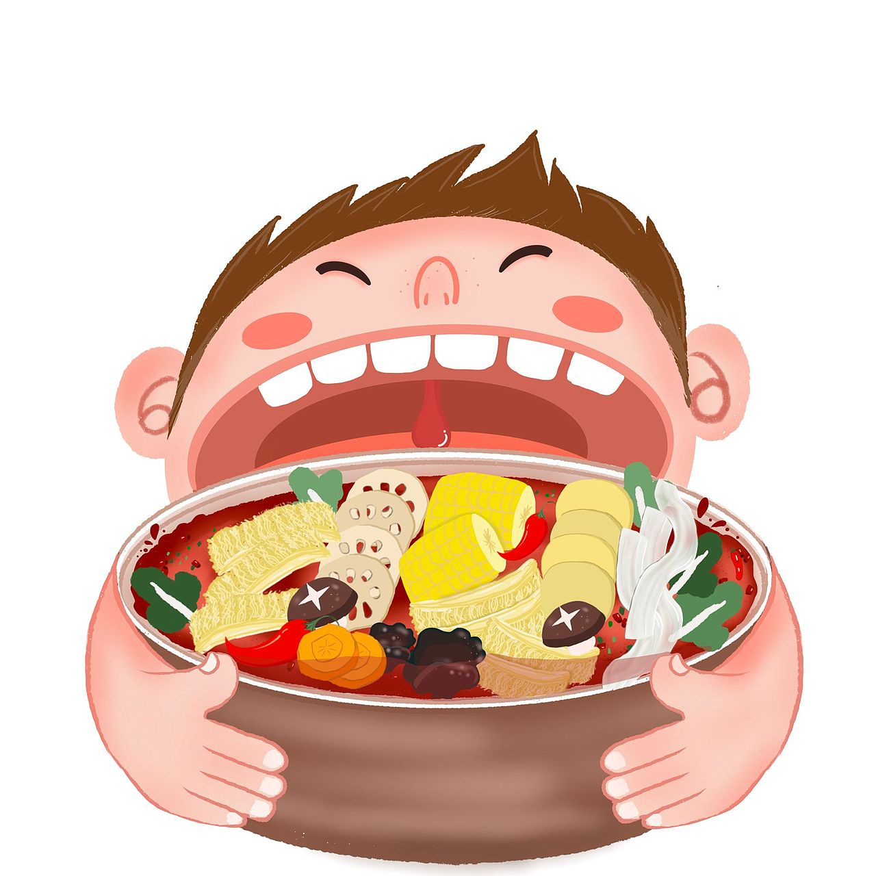 可爱火锅风格插画