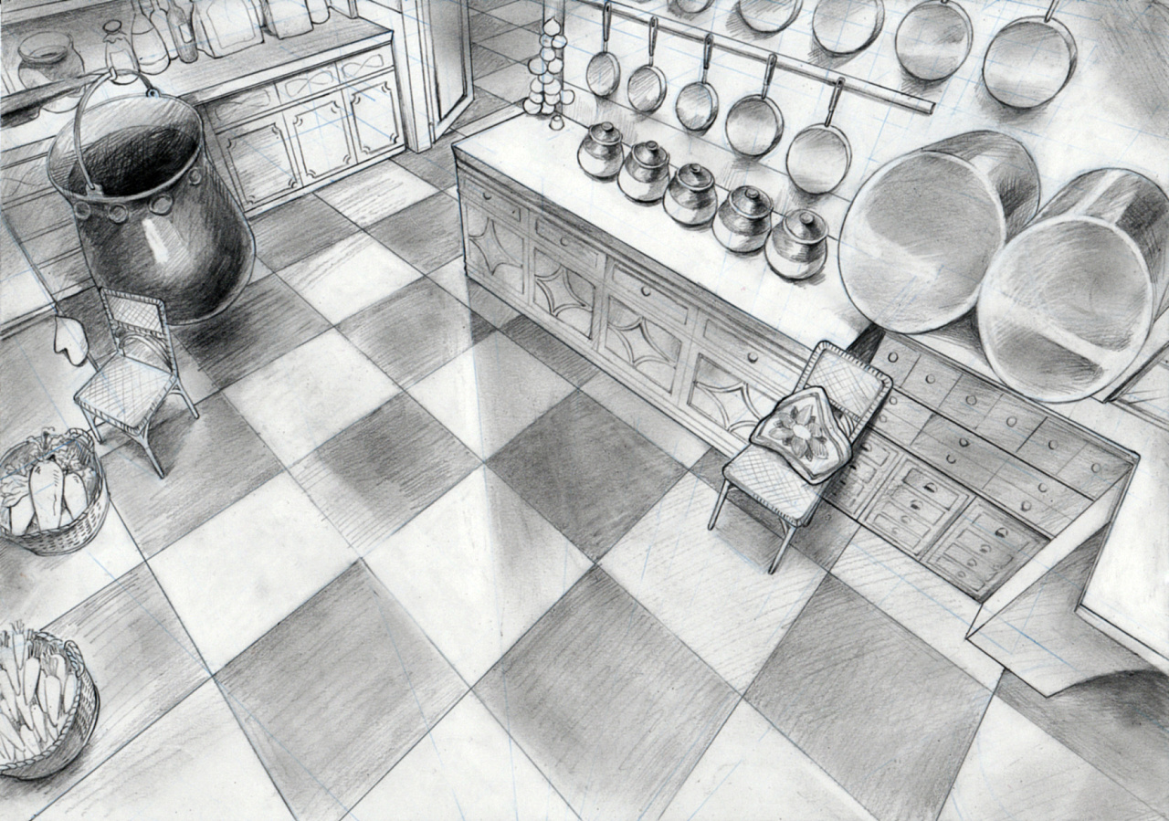 完成图(这个千与千寻里的场景,老师要画了俯视角度,有些部分是自己yy