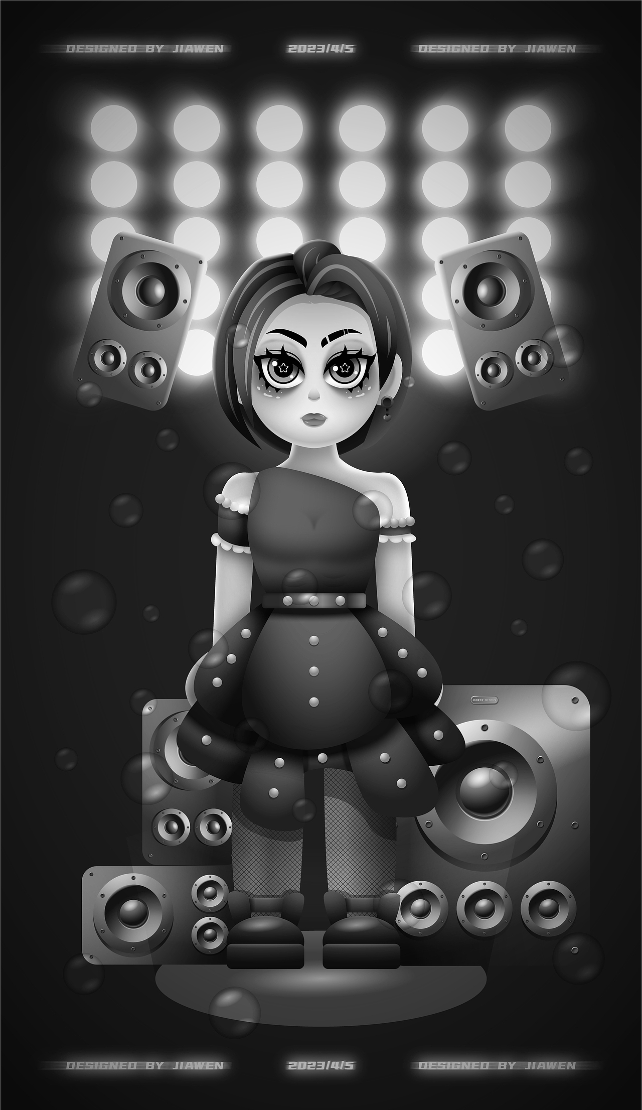 潮流女孩IP形象插画