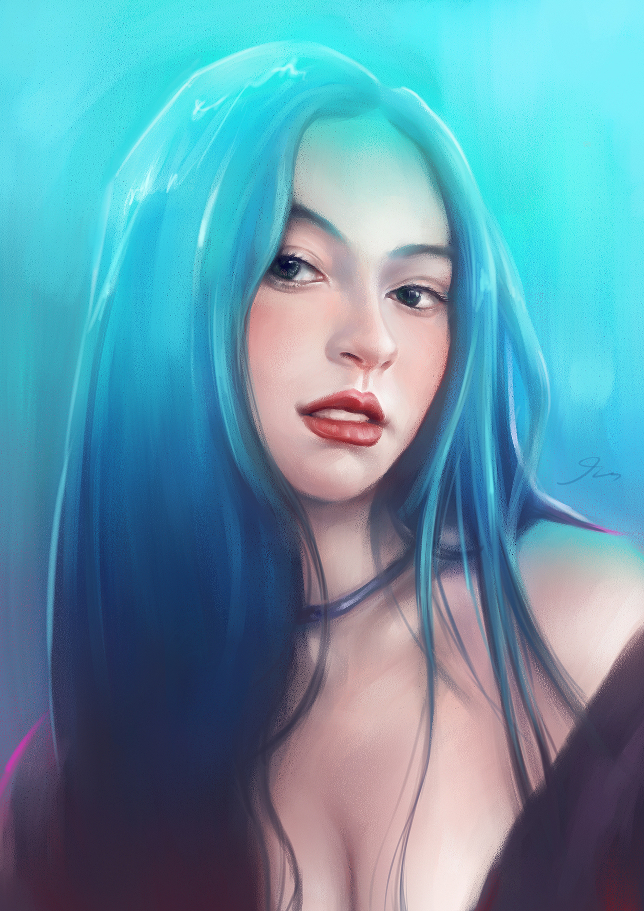 漆点双眸鬓绕蝉 长留白雪占胸前