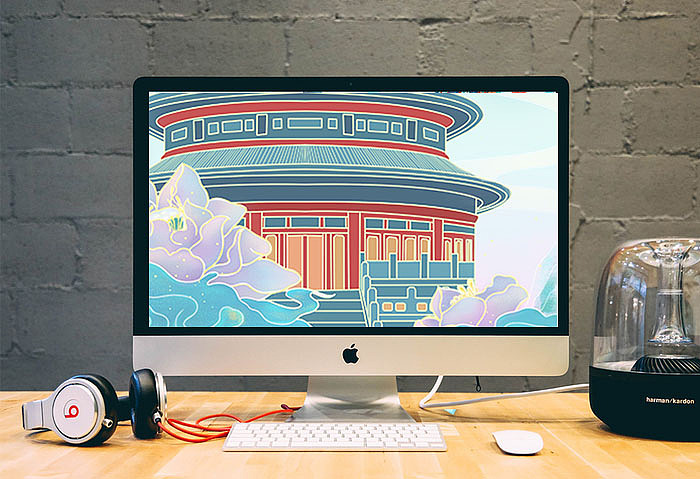 “创意中轴-天坛”（图ZMjU5Mjg4Njk2） - 商业插画 - 站酷设计师麓青鸢原创素材 - 站酷ZCOOL