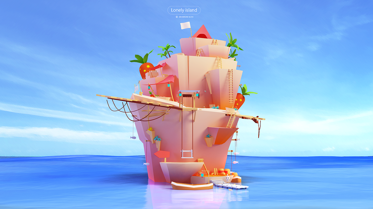 孤独梦幻小岛（图ZNTAxMzg2ODQ=） - 场景 - 站酷设计师AJIU_原创素材 - 站酷ZCOOL