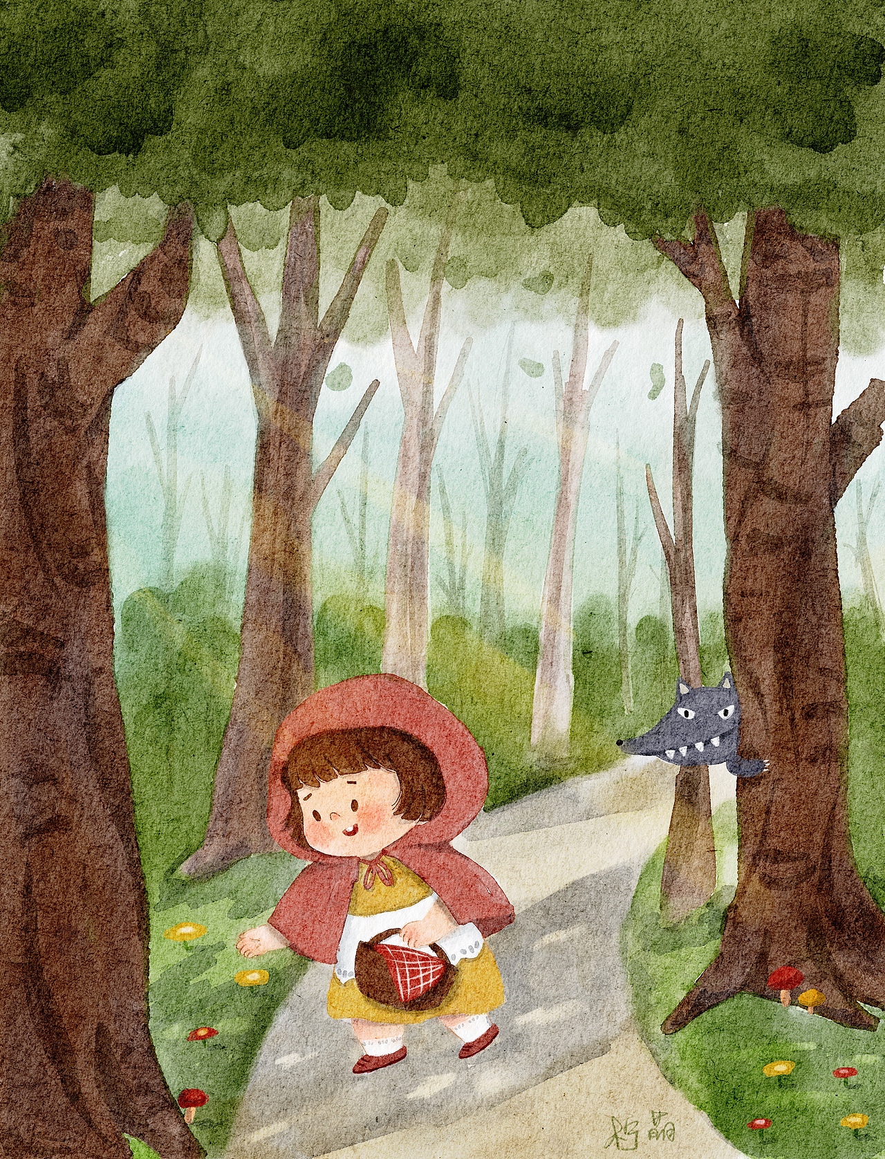 小红帽和大灰狼（图ZMjk0MDExNjIw） - 儿童插画 - 站酷设计师一只柠萌原创素材 - 站酷ZCOOL